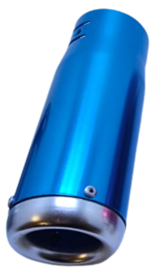 Colita de escape azul borde cromo 41016