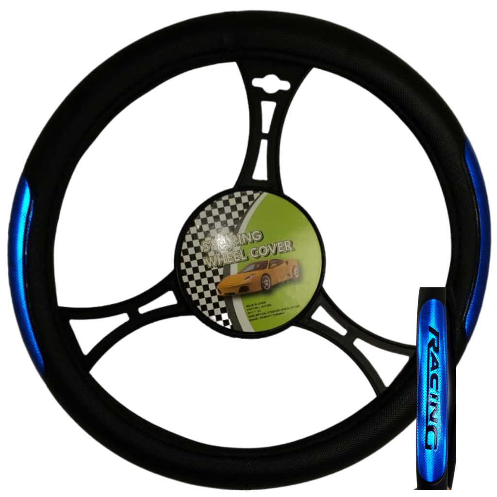 Cubre volante ac racing negro reflectivo azul