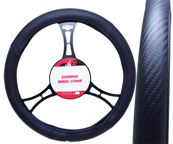 Cubre volante premium cuero negro carbono