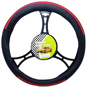 Cubre volante premium negro linea roja