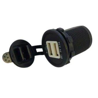 Adaptador 12-24v a 2-usb con luz y tapa antiagua 1a-2.1a