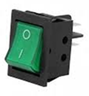 Llave tecla mini de embutir un punto 12v 10a con luz verde