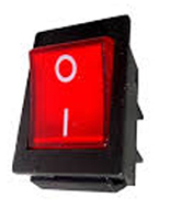 Llave tecla mini de embutir un punto 12v 10a con luz roja
