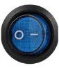 Llave tecla mini redonda un punto 10 amp. con luz azul