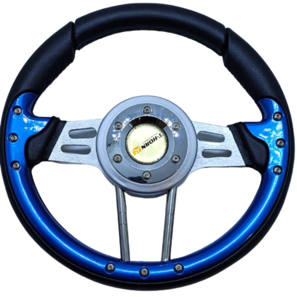 Volante importado 2 tubos cromo inferior c-to azul 4166pvc
