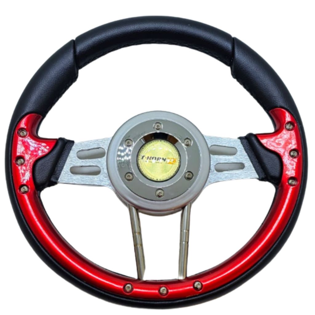 Volante importado 2 tubos cromo inferior c-tor rojo 4166