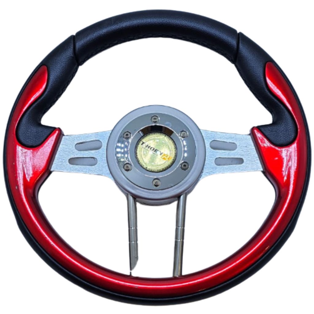 Volante importado 2 tubos cromo inferior laqueado rojo 4166 