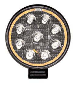 Faro 9 led redondo 11cm 27w aureola ambar