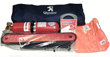 Kit emergencia bolson c/matafuego+baliza+botiquin2+chaleco