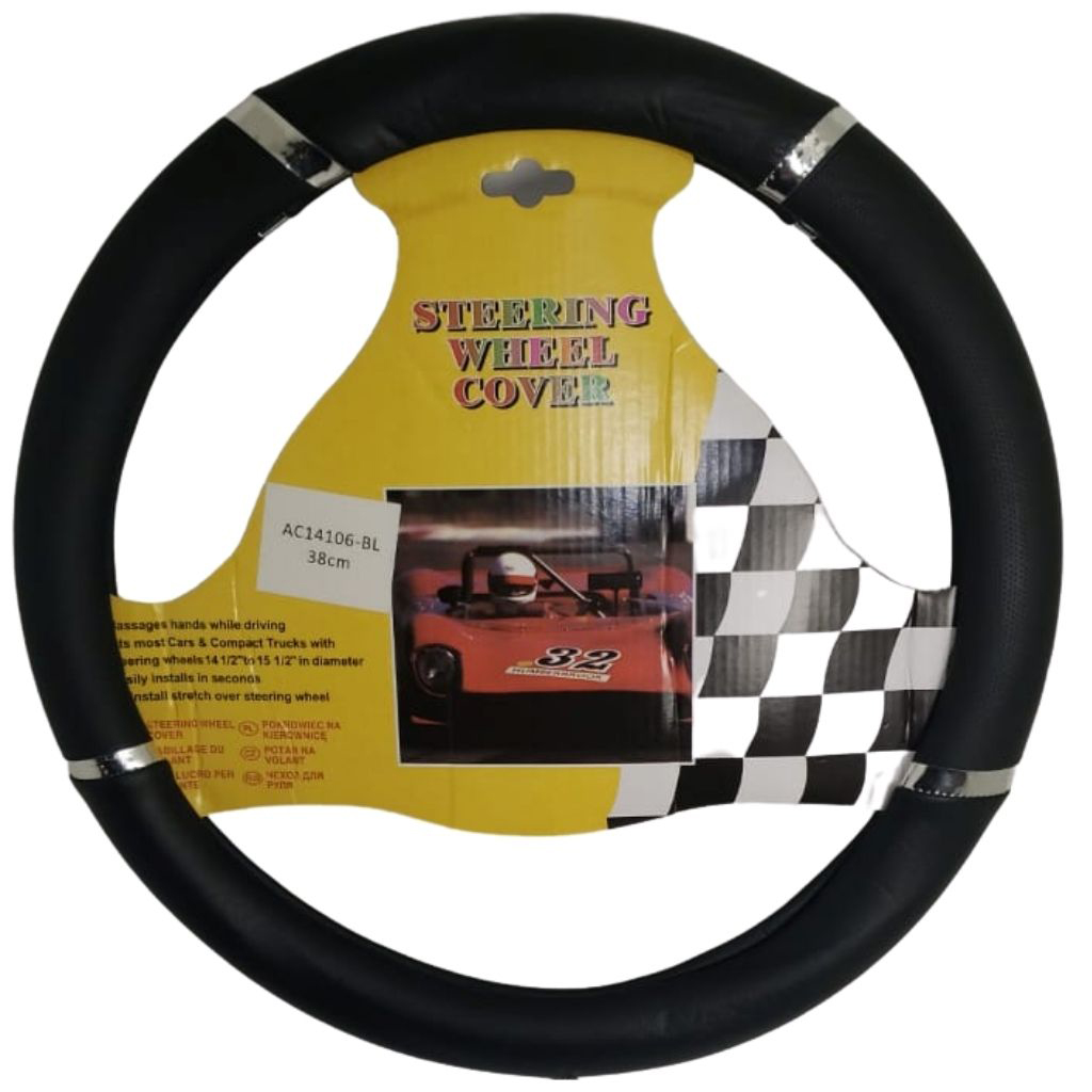 Cubre volante premium detalle cromo cuerpo negro