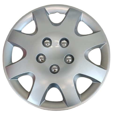 Taza rueda 15 gris 8 rayos gruesos bulones cromo x jgo