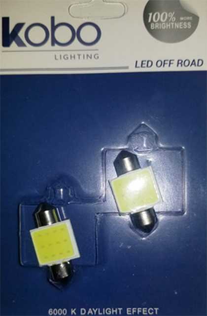 Lampara tubular 31mm cob 2w blanca x jgo
