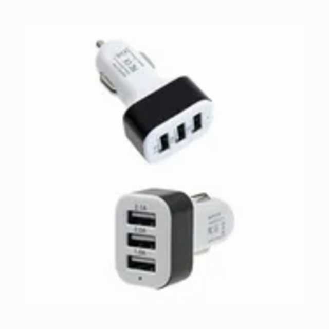 Adaptador encendedor 12-24v a 3-usb 4.8-5.3v 2100ma con led