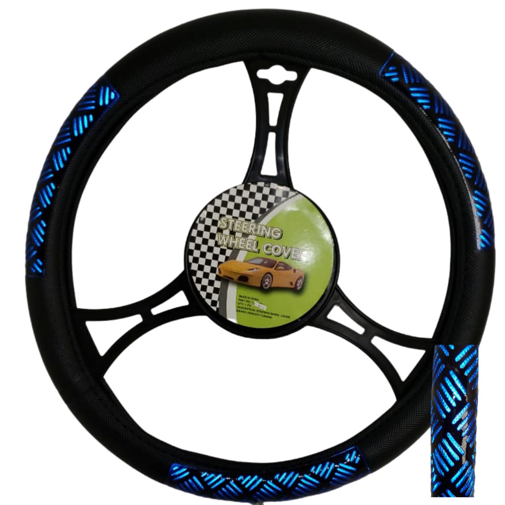 Cubre volante ac negro detalle 7001 azul reflectivo
