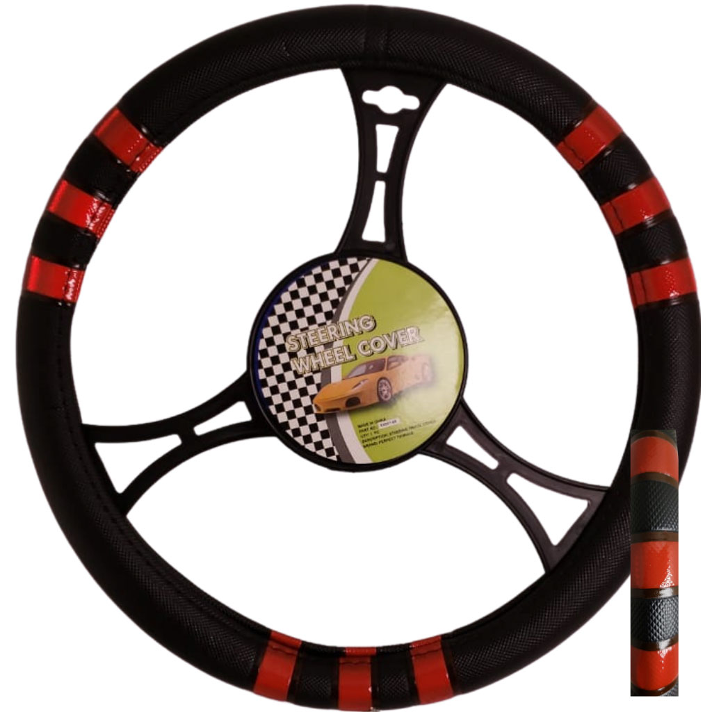 Cubre volante ac negro 3 rayas rojas reflectivas