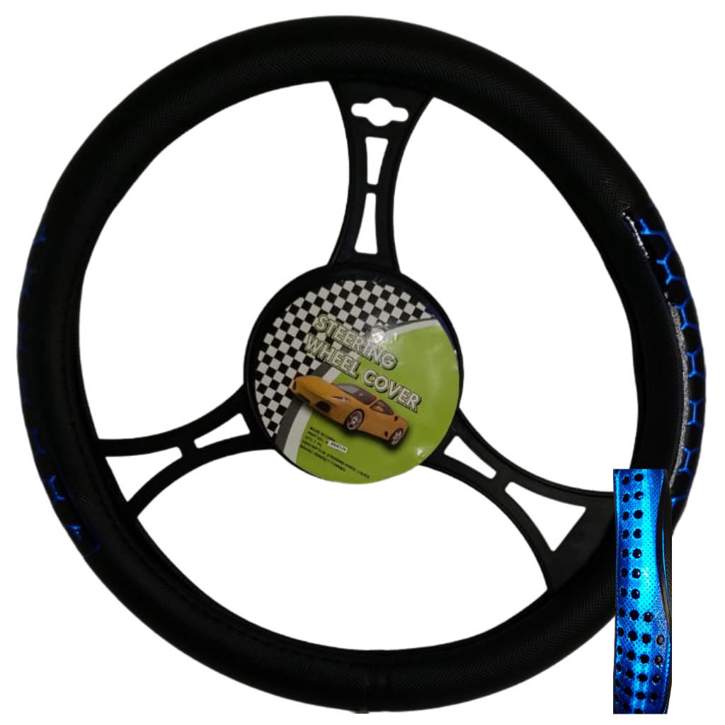 Cubre volante ac negro puntos azul reflectivo