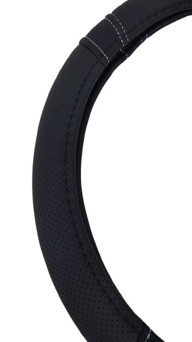 Cubre volante premium perforado 4 costuras blancas dobles